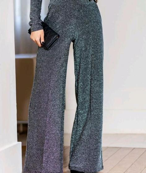 Imagem de Calça feminina lurex pantalona elegante