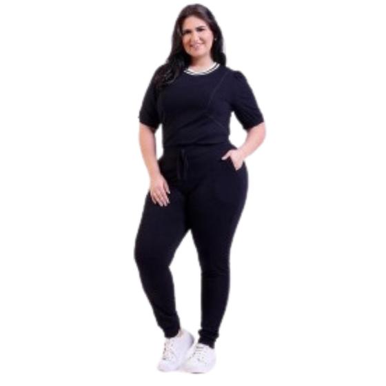 Imagem de Calça Feminina Moletinho Forrada NY Confortável c/ Bolso Lateral Plus Size