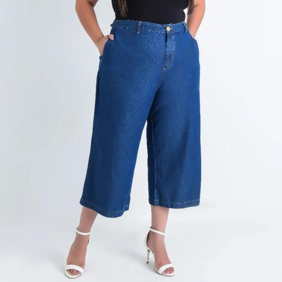 Imagem de Calça Feminina Pantacourt, Azul Jeans, Plus Size