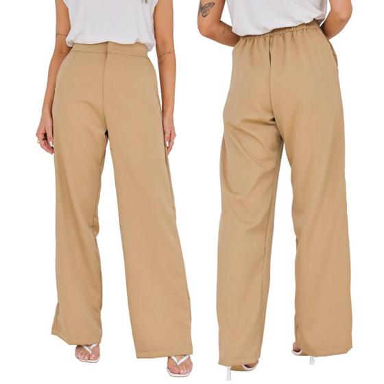 Imagem de Calça Feminina Pantalona Com Elastico Alfaiataria Elegante 
