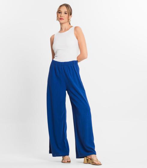 Imagem de Calça Feminina Pantalona Lisa Select Azul