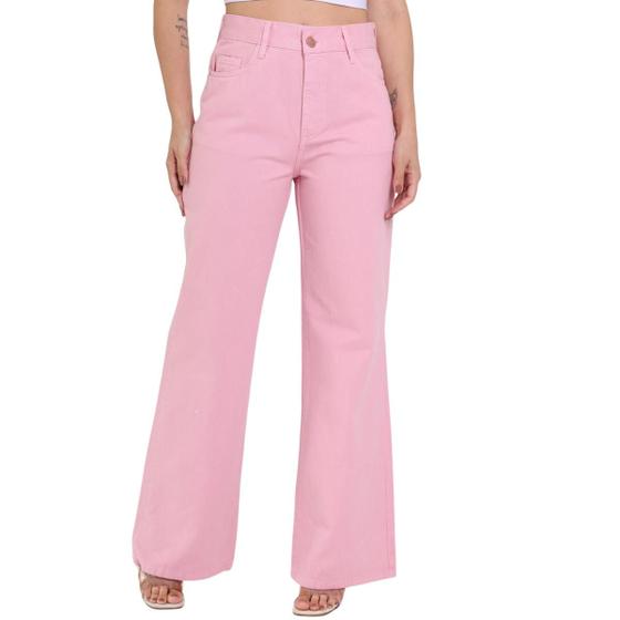 Imagem de Calça Feminina Pantalona Wide Leg Cintura Alta Cores Premium