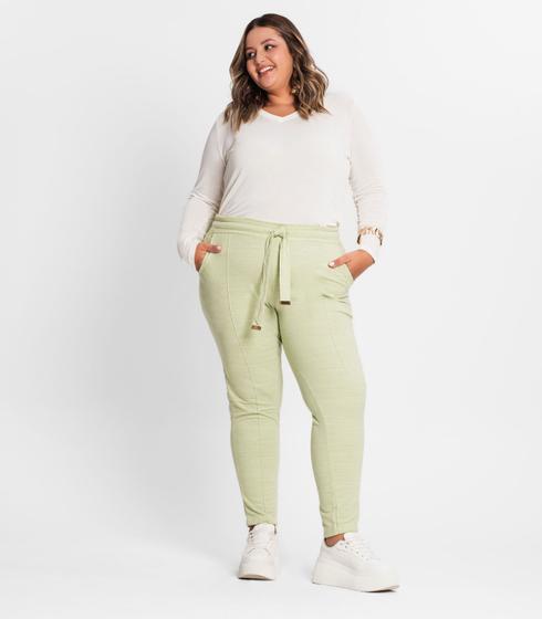 Imagem de Calça Feminina Plus Size Em Moletinho Secret Glam Verde