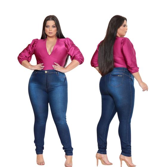 Imagem de Calça feminina plus size jeans elastano