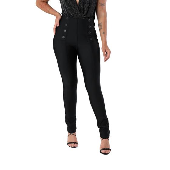 Imagem de Calça Feminina Skinny Com Botões Cós Anatômico Sofisticação e Elegância Toda ocasião