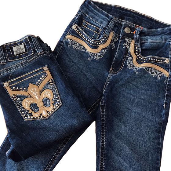 Imagem de Calça Feminina Tassa Jeans Bordada Medium Wash 4809