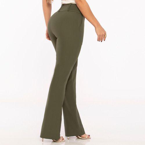 Alfaiataria CalÃ§a Flare Verde Calça Flare Alfaiataria Com Cinto