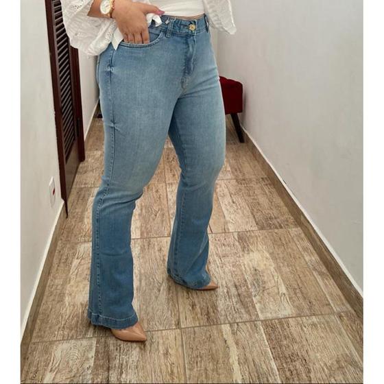 Imagem de Calça Flare Feminina Cintura Alta com Elastano Loopper Jeans