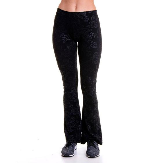 Imagem de Calça Flare Jacquard Básica Detalhe 3d Preto Feminino