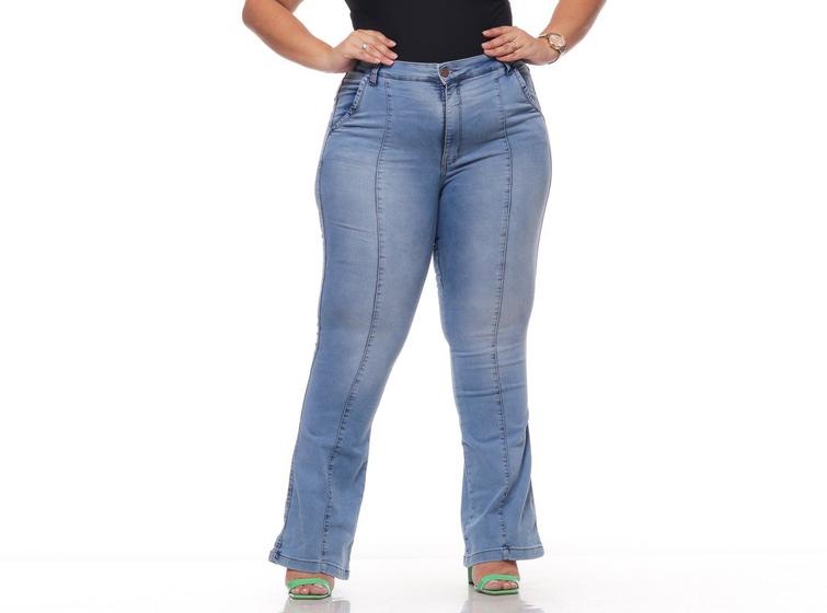 Imagem de Calça Flare jeans Feminina PlusSize Bootcut  Levanta bumbum