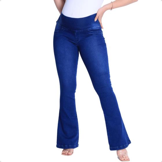 Imagem de Calça gestante geovana flare azul