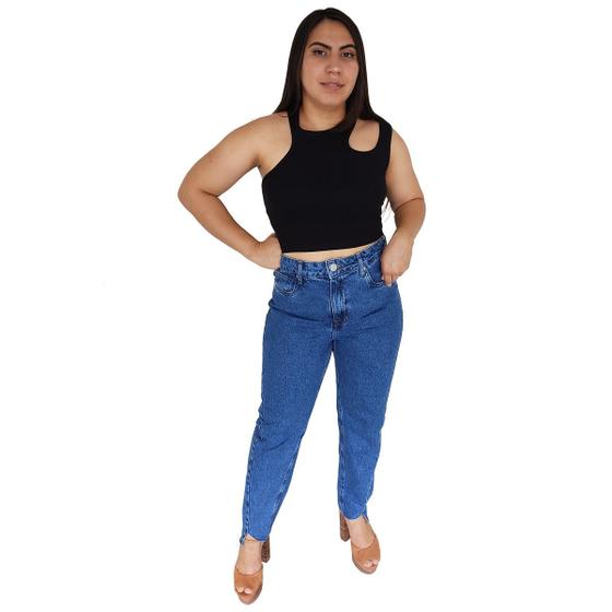 Imagem de Calça Hering Jeans Feminina Mom Vintage Algodão Cintura Alta Recorte Barra H9G71ASN