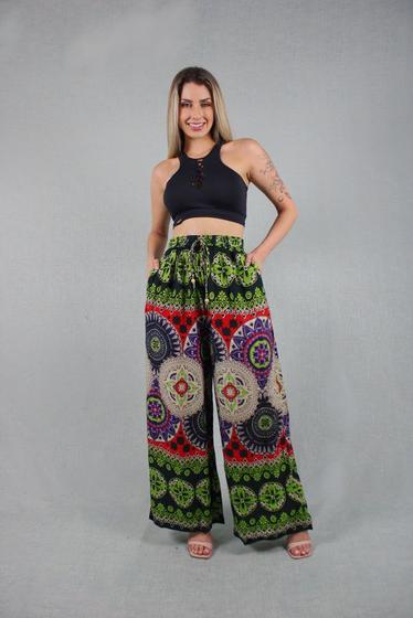 Imagem de Calça Indiana Pantalona Com Mandalas Ge00180b Com Cordão