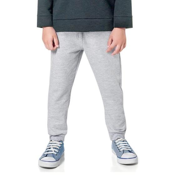 Imagem de Calça Infantil De Moletom Cinza Para Frio e Inverno 100 Algodão Flanelada Com Punho Até 2 anos Resistente  Baby Deluxe