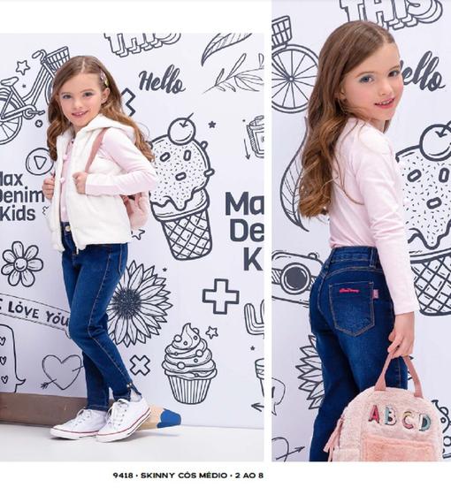 Imagem de Calça Infantil Menina Skinny Médio Max Denim Kids Tam 02 ao 08 - Ref 9418