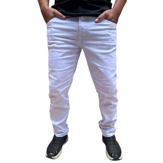 Imagem de calça jeans basica sarja masculina alto padrão de qualidade Skinny elastano envio rapido