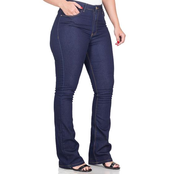 Imagem de Calça Jeans Boot Cut Feminina Cós Alto Elastano Premium