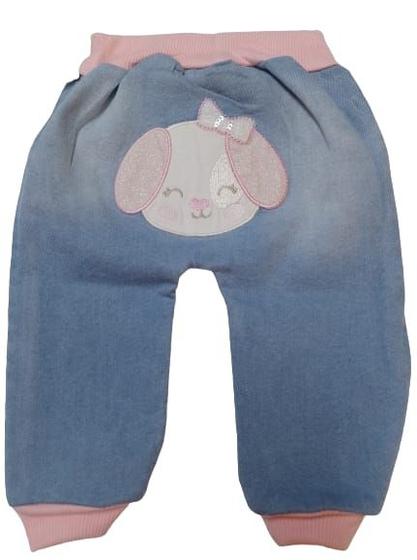 Calça Jeans Bordado Luxo Bebê Menina Paraiso Enxoval 14034