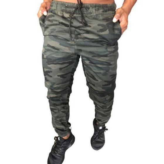 Imagem de Calça Jeans Camuflada Masculina Jogger Com Punho Elástico - Espaço CK!