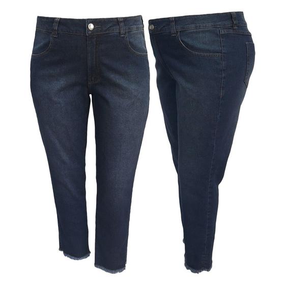 Imagem de Calça Jeans Cigarrete Barra Desfiada Plus Size