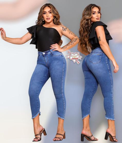 Imagem de calça jeans cigarrete levanta bumbum com elastano feminina