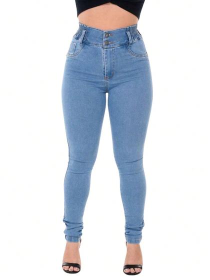 Imagem de Calça jeans clara premium de 2 cos com levanta bumbum new vintage