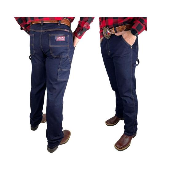 Imagem de Calça Jeans Country Masculina Carpinteira Os Boiadeiros Escura Ref.: 490