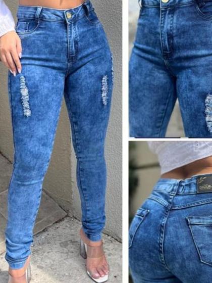 Imagem de Calça Jeans Feminina Cintura Alta Hot Pants Levanta Bumbummm