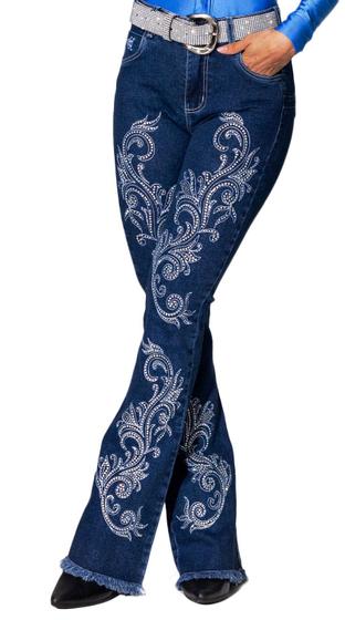 Calça Flare Bordada CalÃ§a Bordada Country Calça Flare Jeans Calca