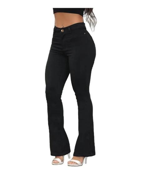 Calça Jeans Feminina Flare Preta Menor preço em Calça Jeans Feminina Flare Preta