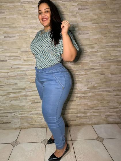 Imagem de Calça Jeans Feminina Jogger, Plus Size,cintura Alta,elastano