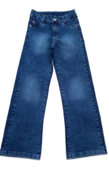 Imagem de Calça Jeans Feminina Juvenil Wide Leg Pantalona Lycra De 10 Ao 16 (R6270)