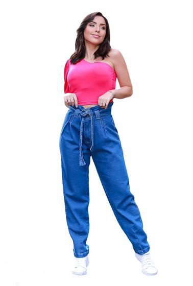 Calça Jeans Feminina Mom Baggy Clochard Com Slouchy Boyfriend Menor preço em Calça Jeans Feminina Mom Baggy Clochard Com Slouchy Boyfriend