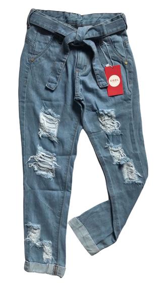 Imagem de calça jeans feminina mom destroyed infantil menina  juvenil tam de 1 a 16 anos