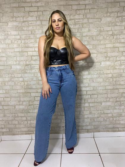 Imagem de Calça Jeans Feminina Pantalona Flare Top Lançamento 