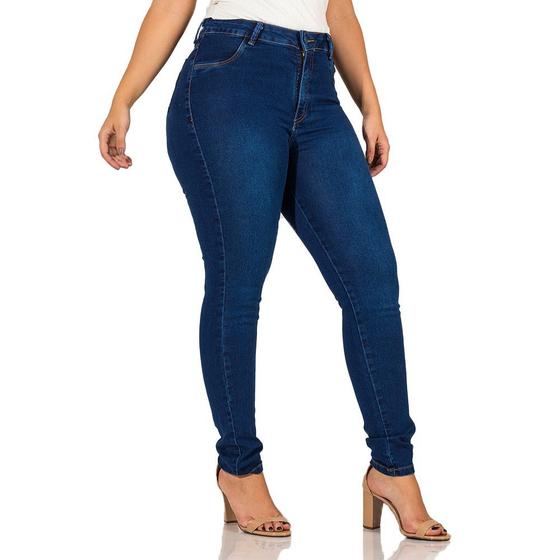 Imagem de Calça Jeans Feminina Skinny Básica Cós Médio Detalhe Bolso