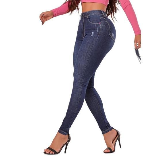 Imagem de Calça Jeans Feminina Skinny Cintura Modeladora Moderna