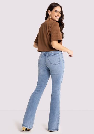 Imagem de Calça jeans flare chapa barriga estonada lunender 20845