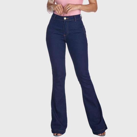 Imagem de Calça Jeans HNO Jeans Flare Classic com Elastano Azul Escuro