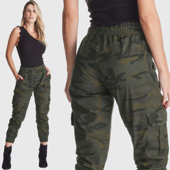 Imagem de Calça Jeans HNO Jeans Jogger Camuflado Militar Verde