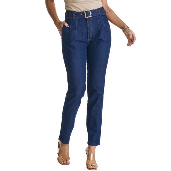 Imagem de Calça Jeans HNO Reta Mom Classic c/ Cinto Azul Marinho