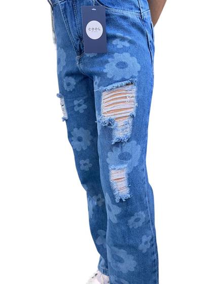 Imagem de calça  jeans infantil feminina infantil skinny com bordado lycra tam 4 6 e 8 anos