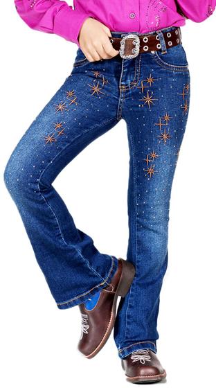 Imagem de Calça Jeans Infantil Menina Bordada Estrela Strass Bill Way Lançamento