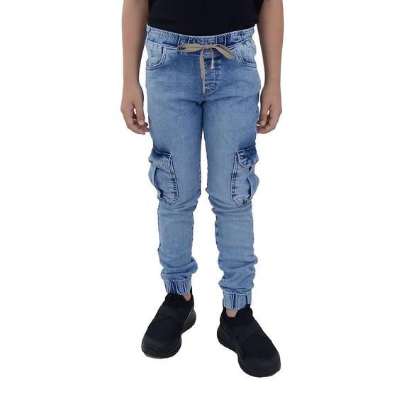 Imagem de Calça Jeans Infantil Menino Dipopini Jogger Azul Claro