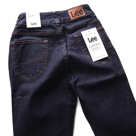 Imagem de Calça Jeans Lee Feminina Tradicional com Elastano Cintura Alta Cameron 3200 Azul Escuro