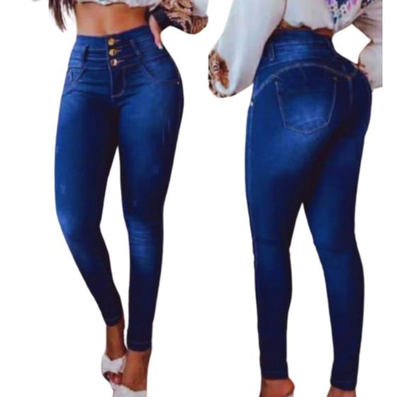 Imagem de Calça Jeans Lipo Modeladora Cós Alto Empina Bumbum Strech Chapa Barriga