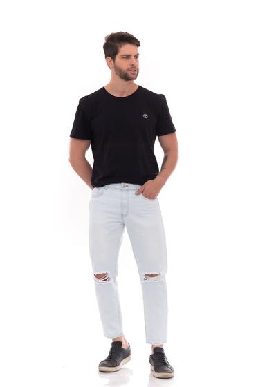 Imagem de Calça jeans Loose Masculina Cropped Básica Rasgada oversized