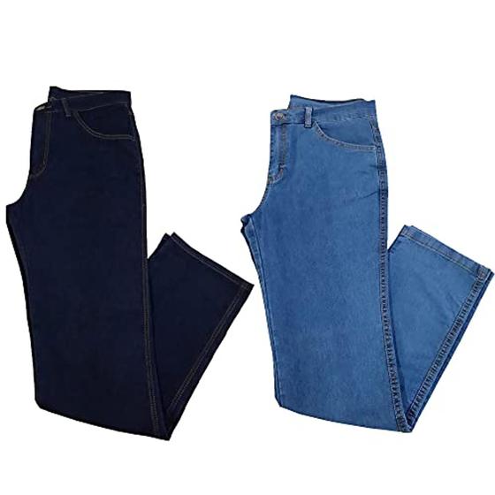 Imagem de Calça Jeans Masculina Básica Tradicional tamanho M Cor Azul, Acabamento Fino.