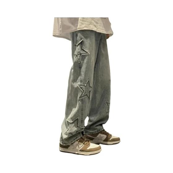 Jeans Larghi Uomo Y2K Hip Hop - Denim A Gamba Larga Oversize Stile Vintage Streetwear