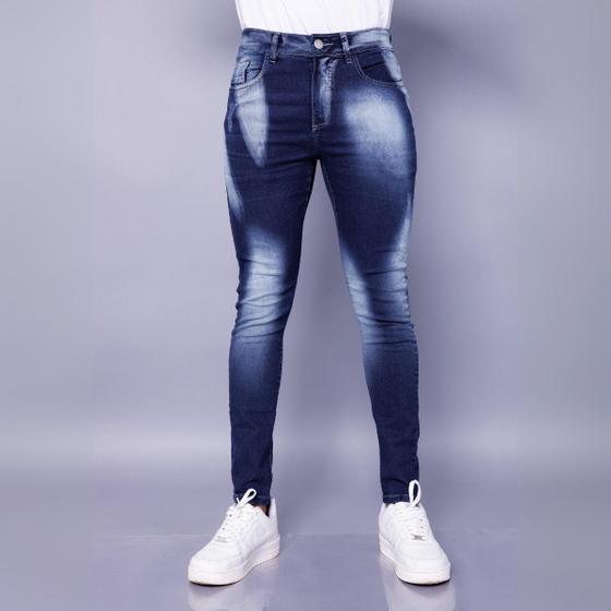 Imagem de Calça Jeans Masculina Skinny Lavagem Escura Social Moderna